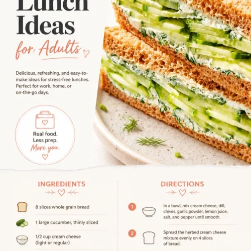 Variety of cold lunch ideas for adults, including salads and wraps.