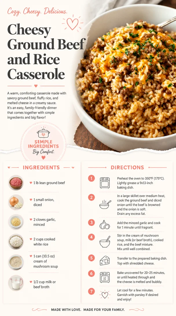 Cheesy Ground Beef and Rice Casserole