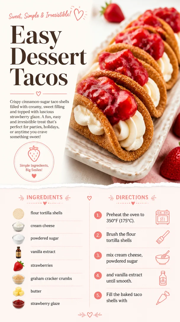 Delicious easy dessert tacos filled with sweet toppings and fruits