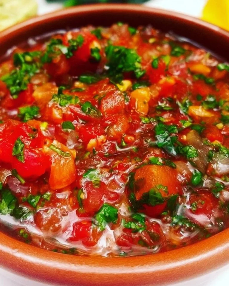 A bowl of homemade salsa with fresh tomatoes, onions, and cilantro.