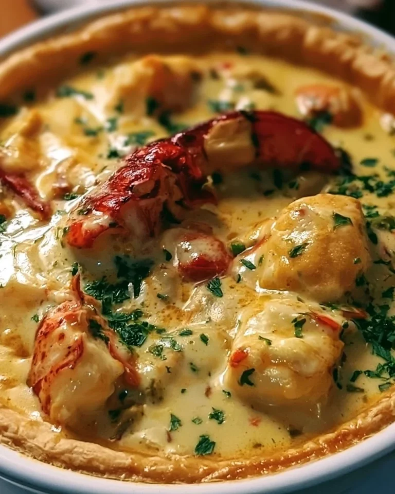 Delicious Lobster Pot Pie filled with fresh lobster and creamy sauce