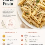 One pot creamy garlic pasta dish with herbs and spices.
