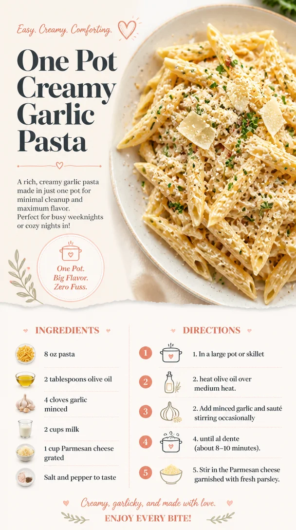 One Pot Creamy Garlic Pasta