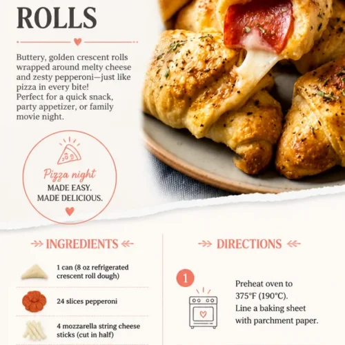 Pepperoni pizza crescent rolls baked with cheese and pepperoni