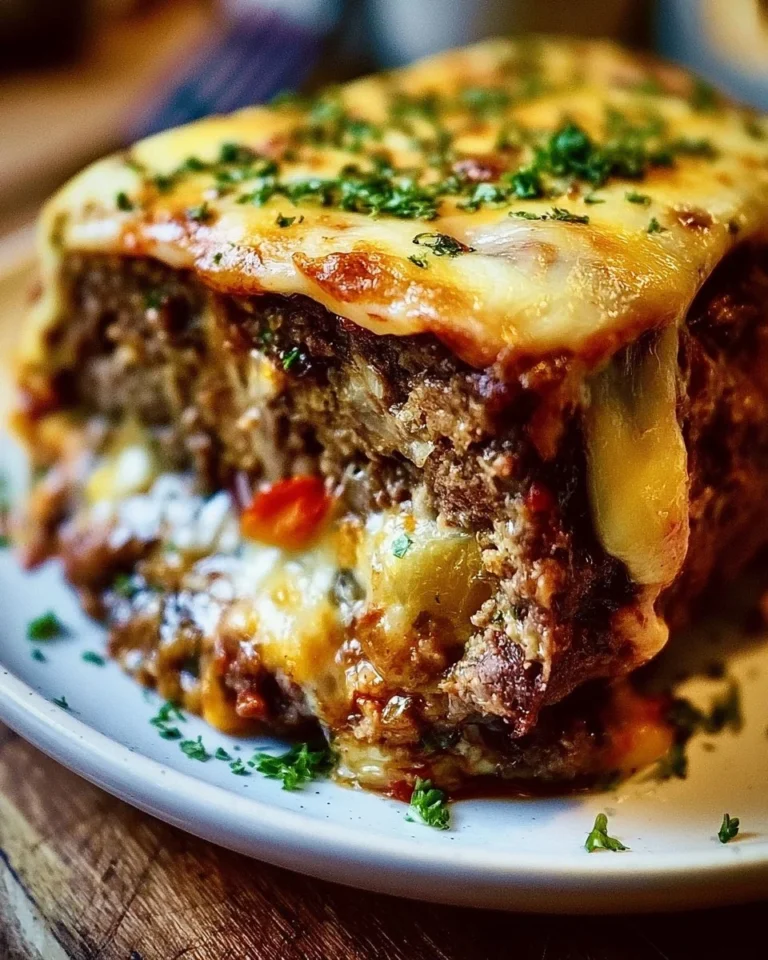 Delicious Philly cheesesteak meatloaf served with toppings.