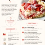 Delicious strawberry cheesecake dump cake topped with fresh strawberries and cream