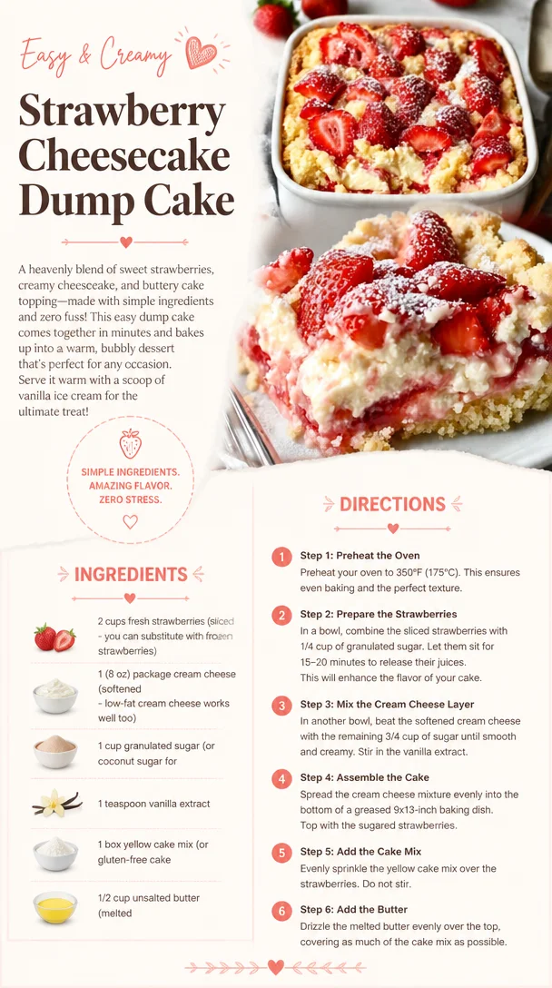 Strawberry Cheesecake Dump Cake – Easy & Creamy