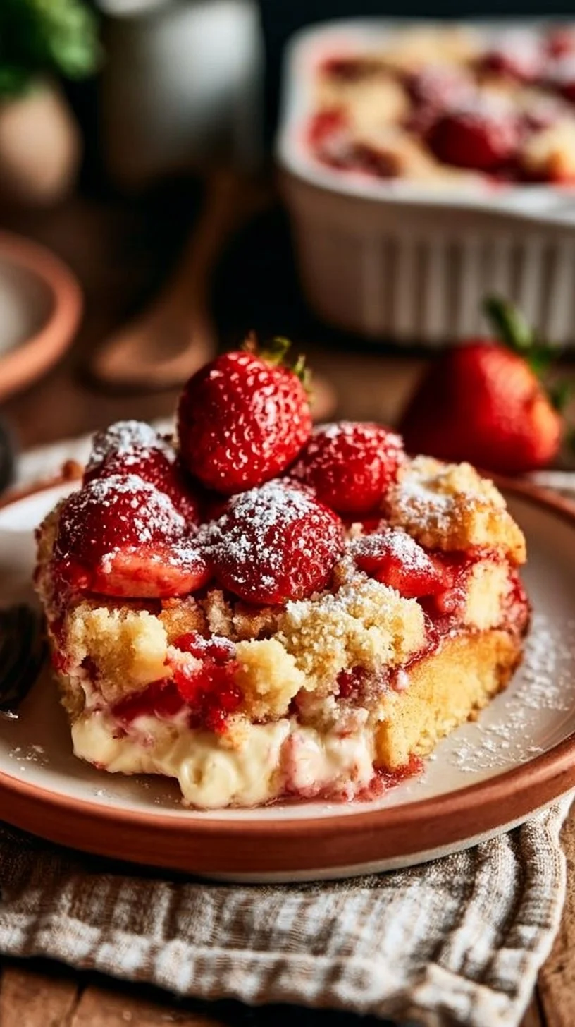Strawberry Cheesecake Dump Cake – Easy & Creamy