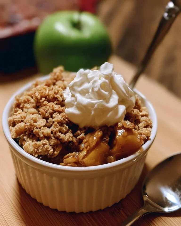 Delicious apple crisp dessert made with fresh apples and a crunchy topping