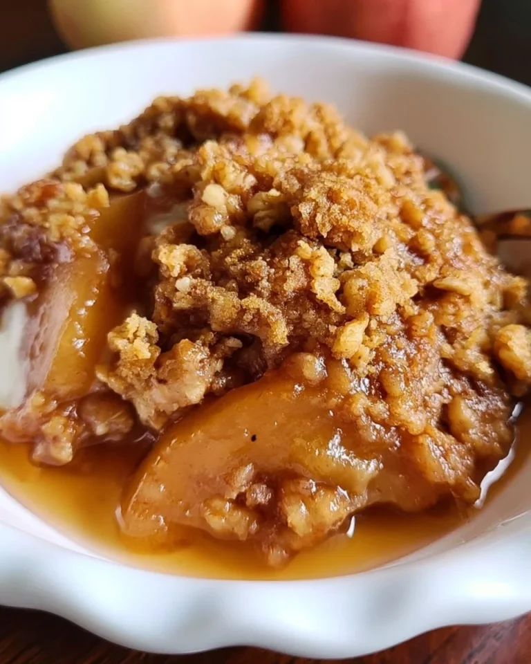 Delicious homemade apple crisp topped with oats and cinnamon