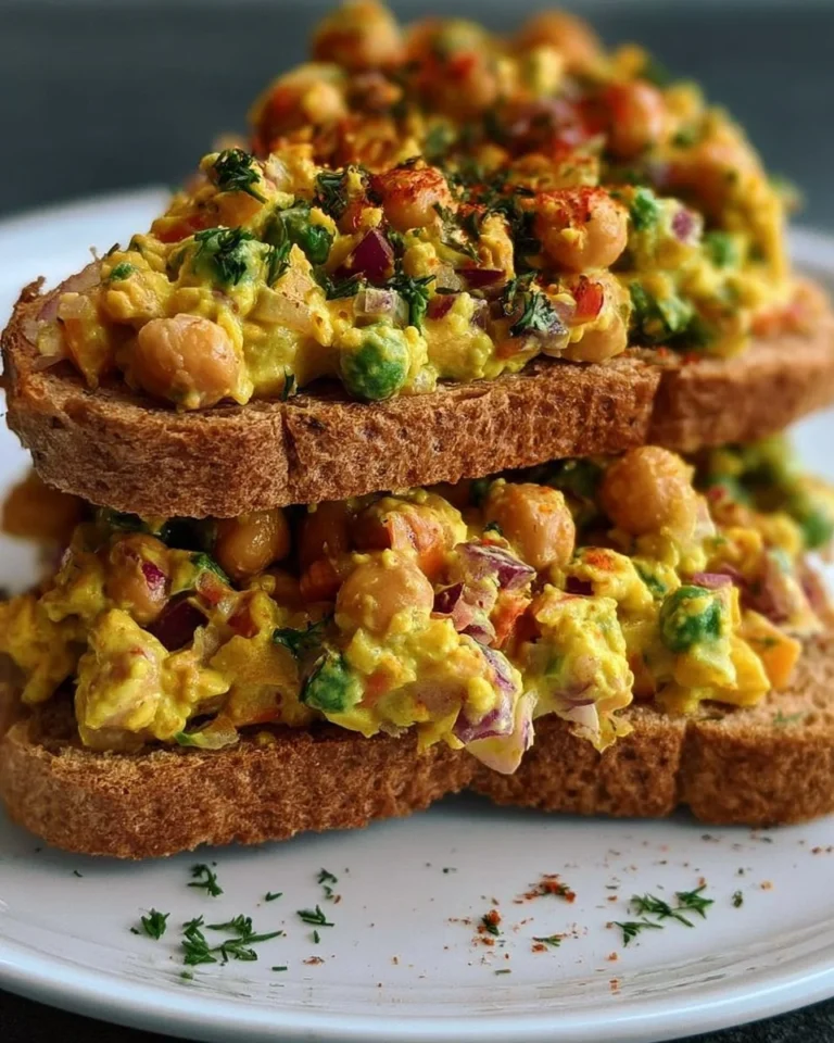 Delicious and colorful curried chickpea salad served in a bowl with fresh vegetables.