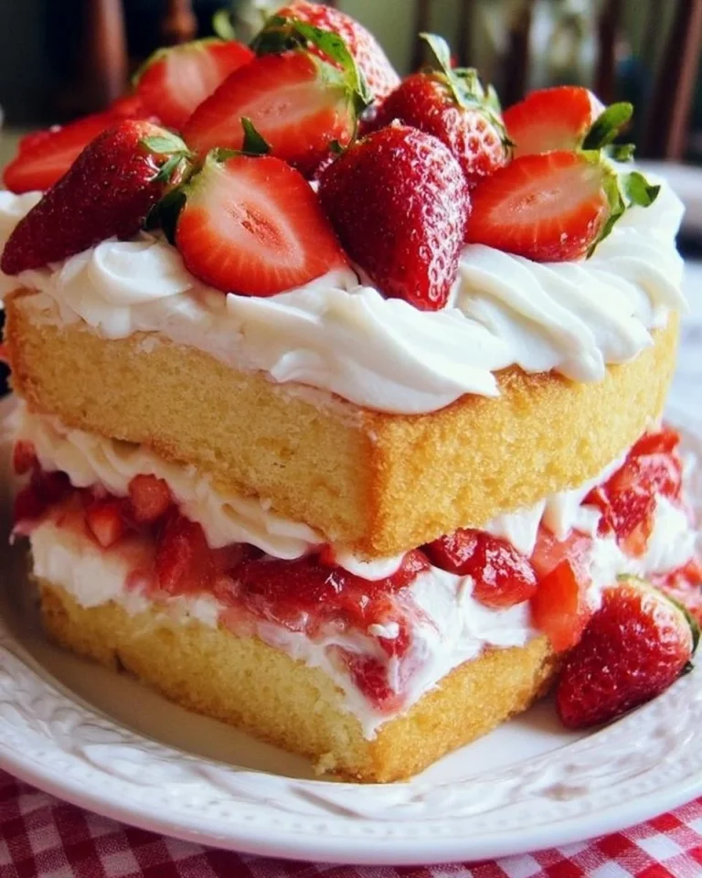 Homemade strawberry shortcake with fresh strawberries and whipped cream