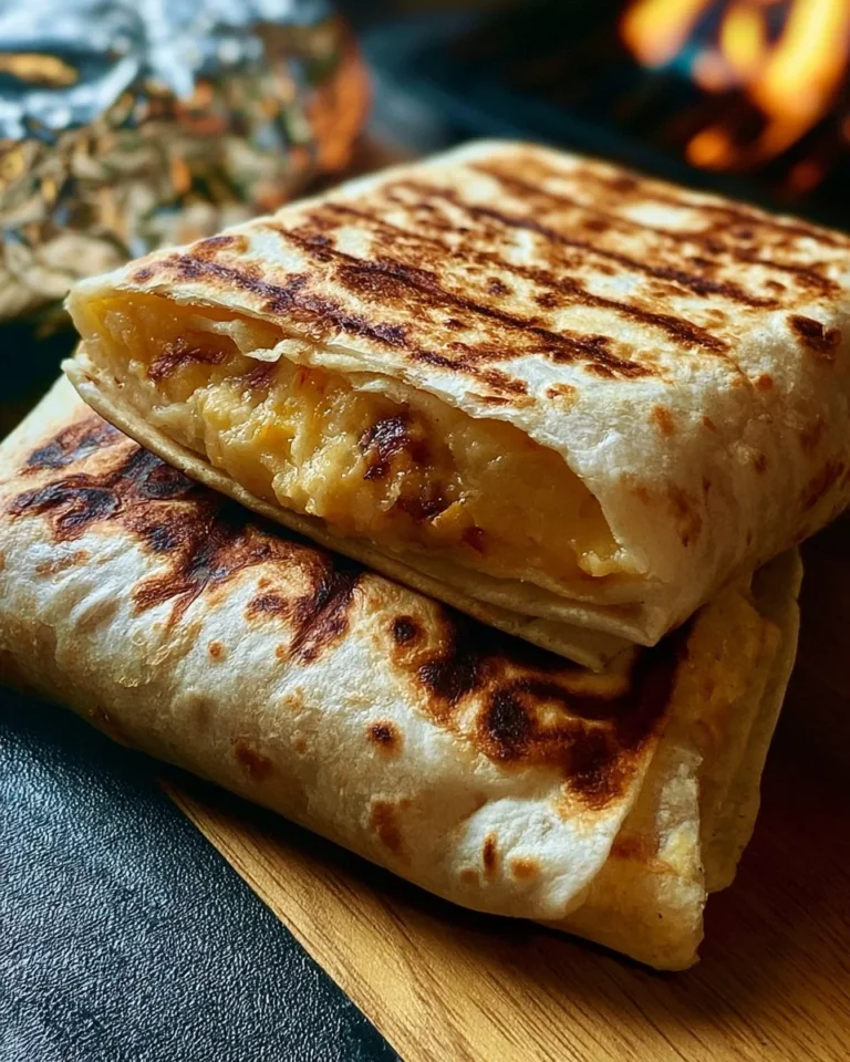 Grilling tortillas for breakfast burritos served on a platter