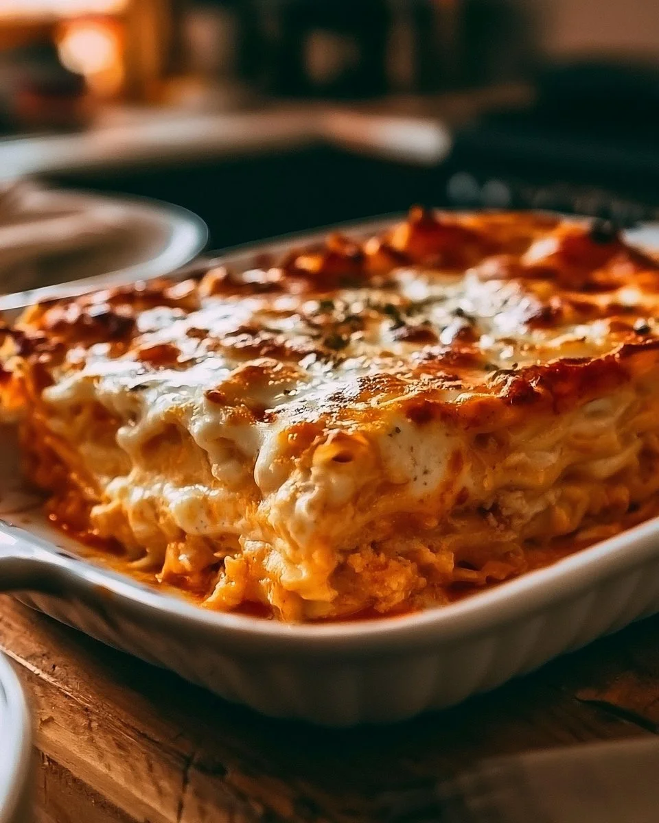 Buffalo Ranch Chicken Lasagna with Cheese