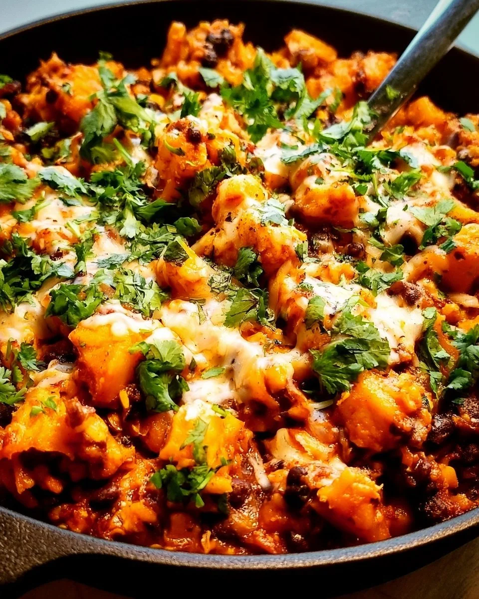 Butternut Squash and Black Bean Enchilada Skillet