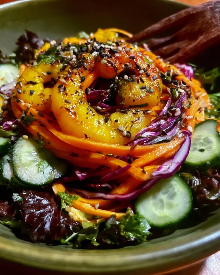 Crispy spicy hormone-balancing salad with fresh vegetables and spices
