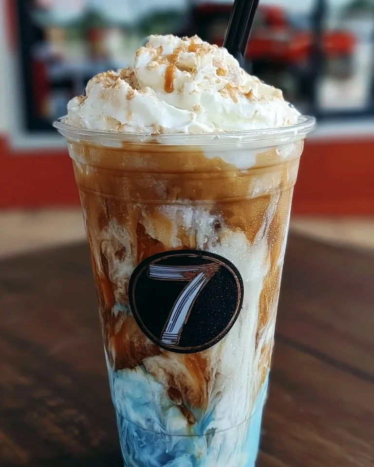 Assorted iced coffee drinks and cold brews with 7 Brew energy combos.
