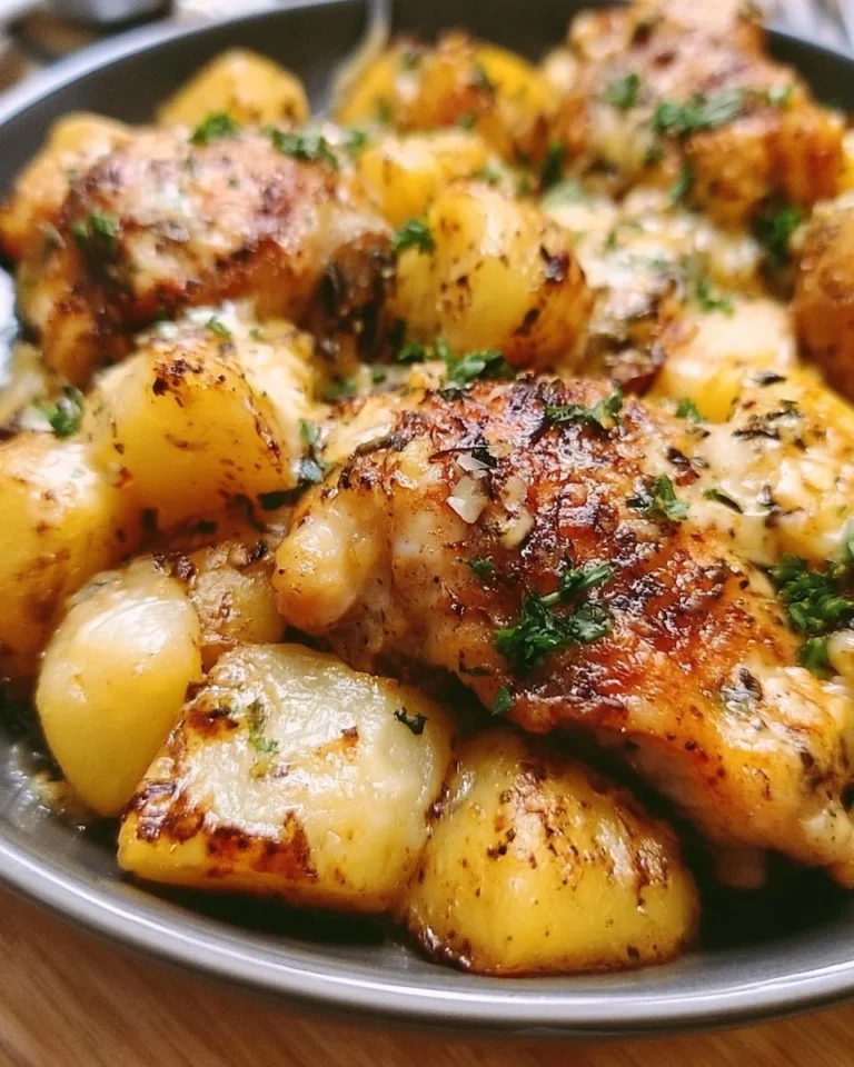 Garlic Parmesan Chicken with potatoes cooked in a crockpot
