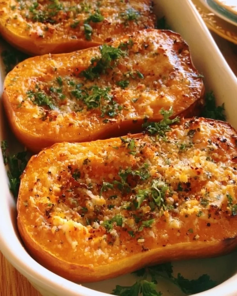 Garlic Parmesan roasted butternut squash served in a bowl