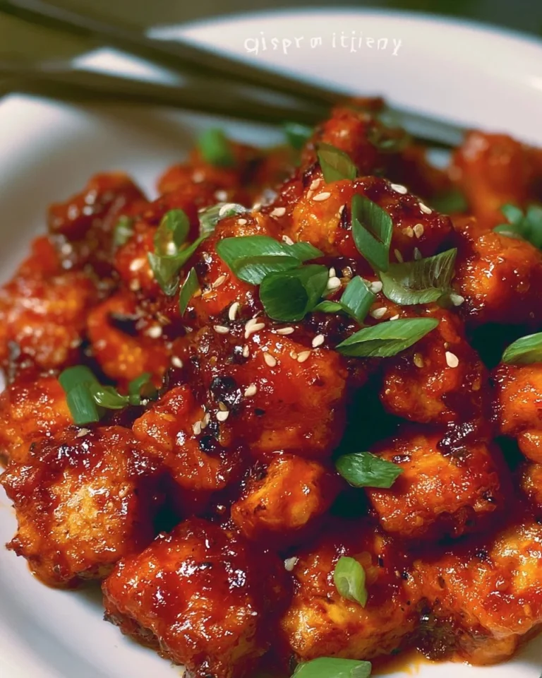 Delicious Gochujang Tofu dish served with vegetables and rice.