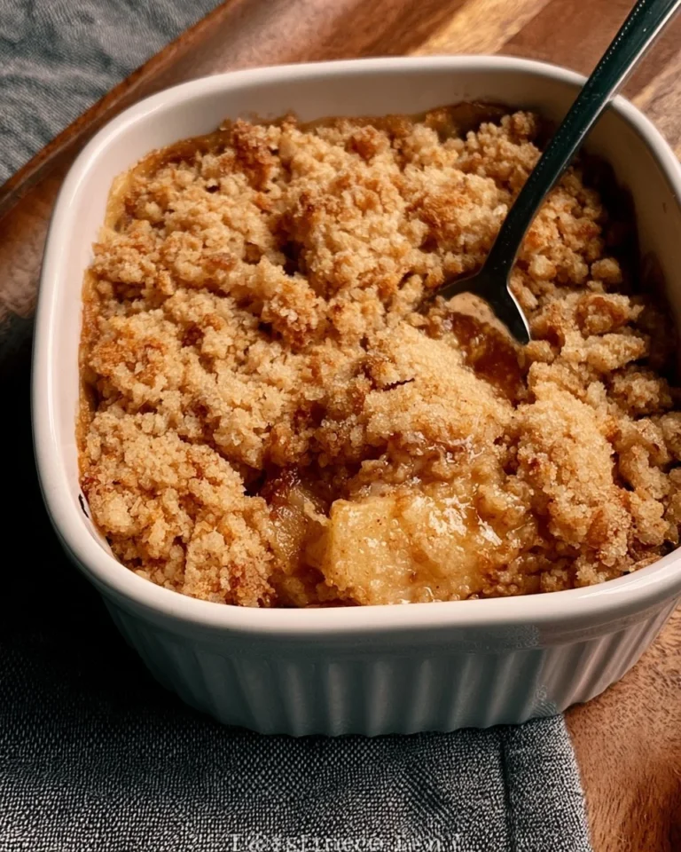Delicious homemade apple crumble dessert with a golden-brown topping