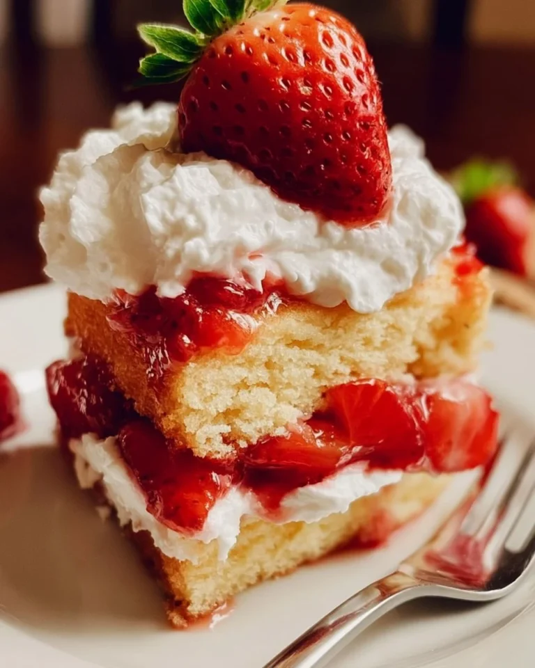Homemade strawberry shortcake with fresh strawberries and whipped cream