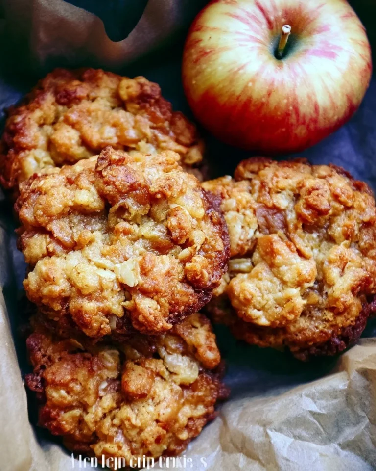 Freshly baked crisp apple cookies on a plate with a sprinkle of cinnamon.