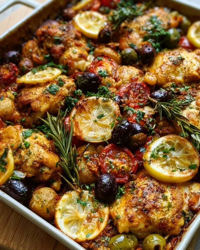 One-Pan Mediterranean Chicken with vibrant vegetables and herbs