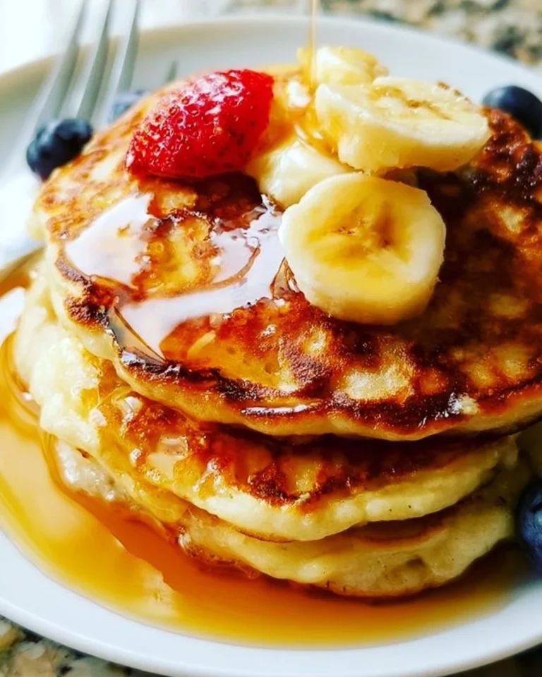 Delicious sourdough pancakes made with sourdough discard on a plate