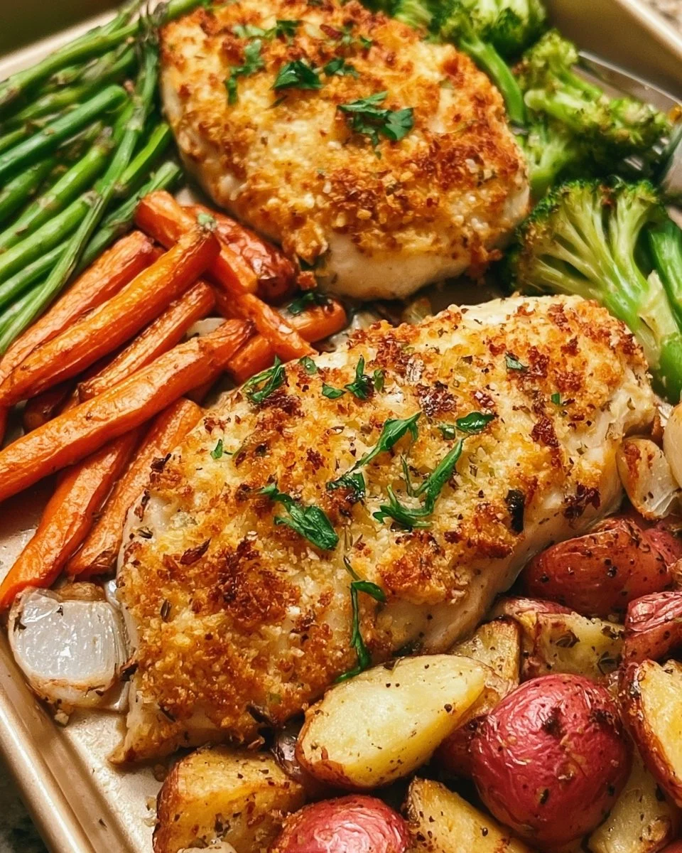 Parmesan-Crusted Chicken Sheet Pan Dinner Recipe