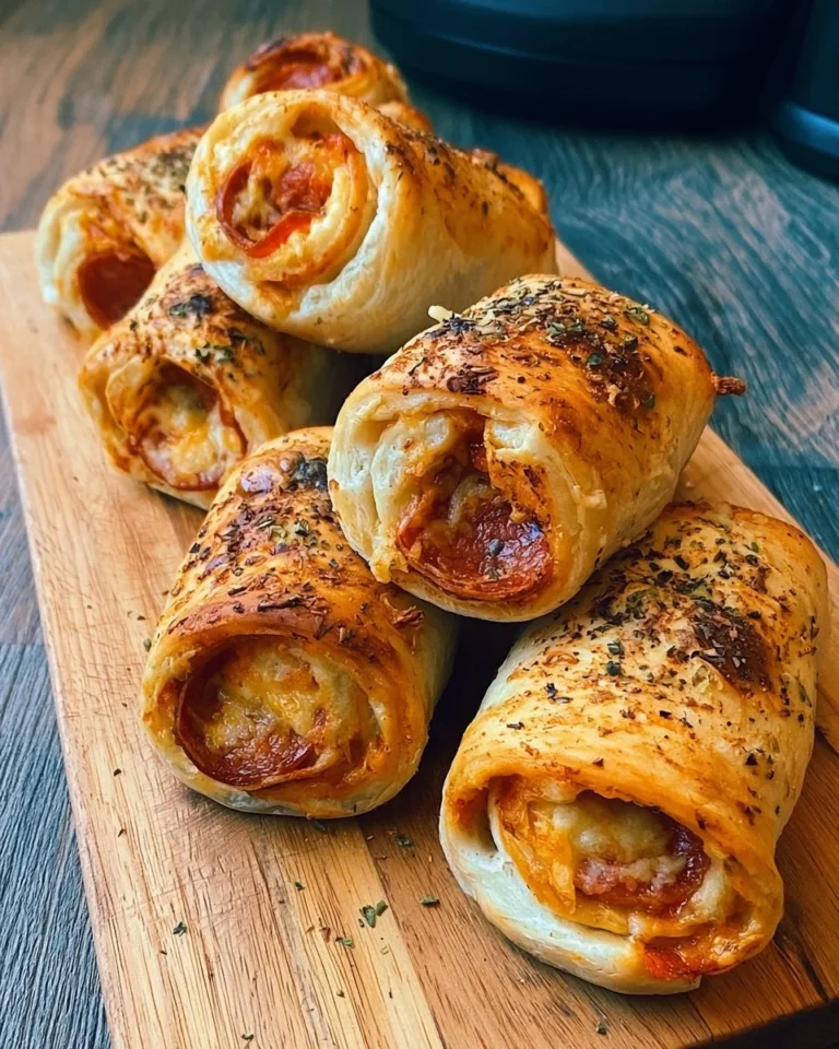 Protein-packed pepperoni pizza rolls with low calories on a serving plate.