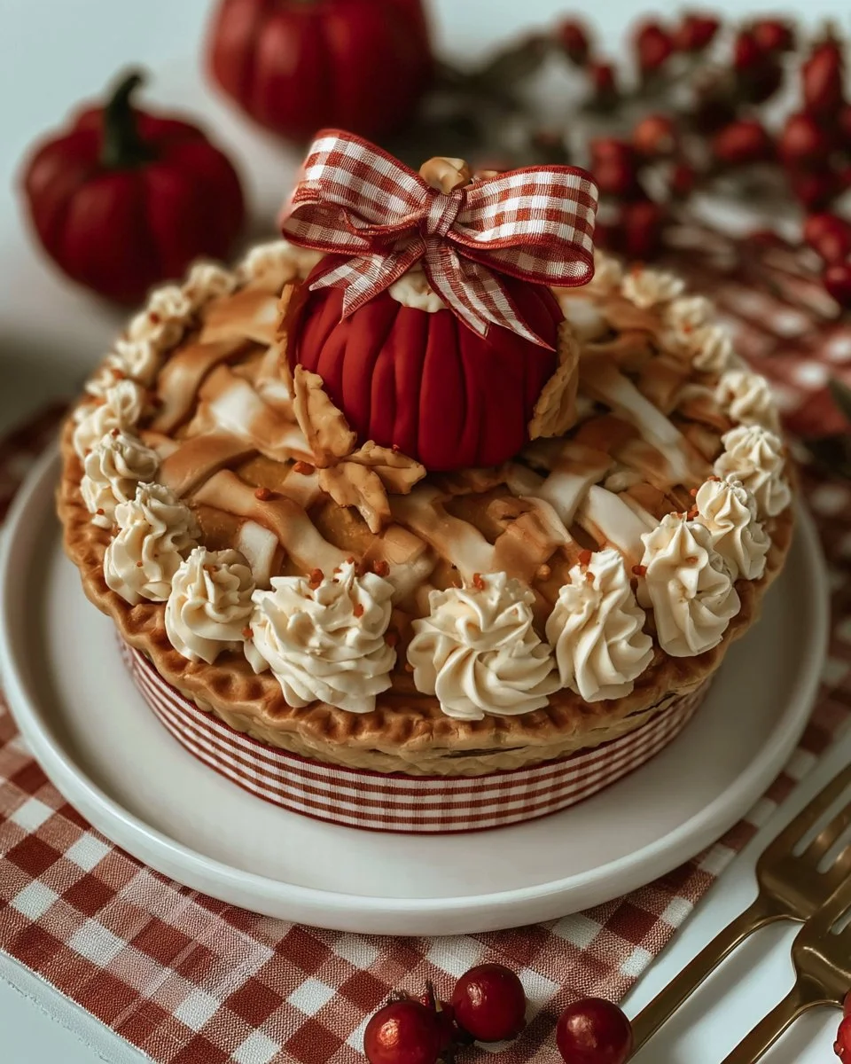 Pumpkin with Bow: Fall Wedding Desserts, Fall-Themed Cupcakes, and Pie-Decorated Cakes