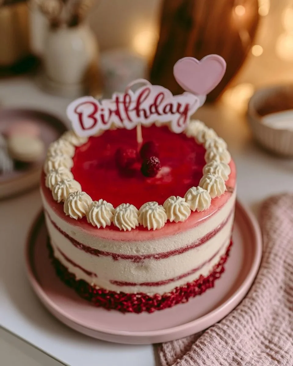 Red Themed Birthday Cake for Girls