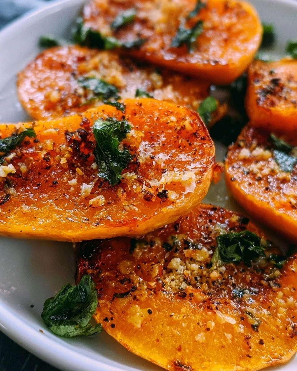 Roasted Butternut Squash with Garlic Butter and Parmesan