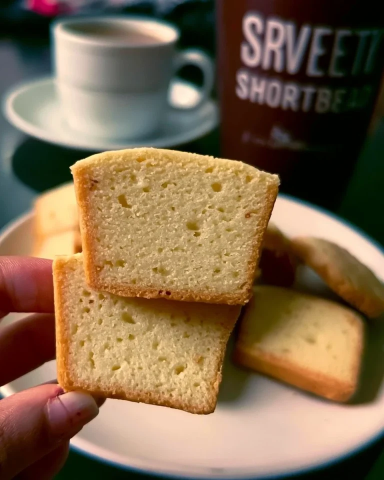 Perfectly baked shortbread cookies on a wooden table