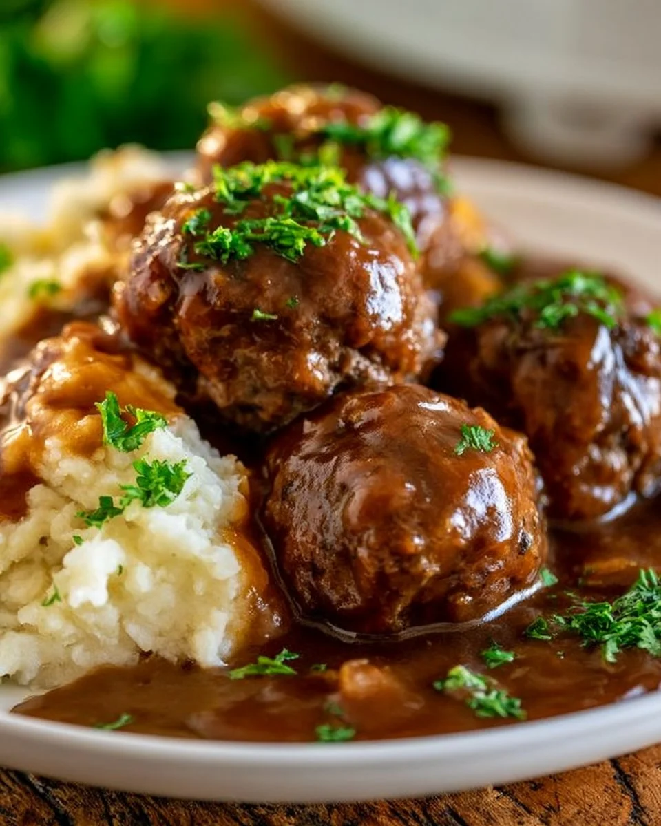 Slow Cooker Salisbury Steak Meatballs