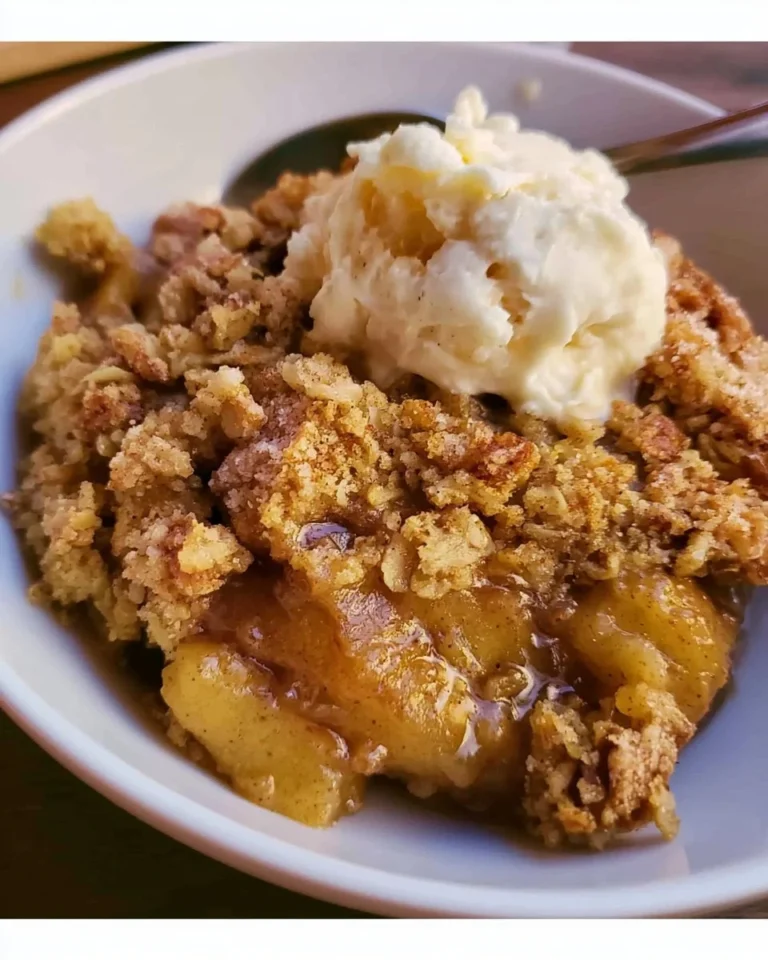 Delicious homemade apple crisp with a golden brown topping