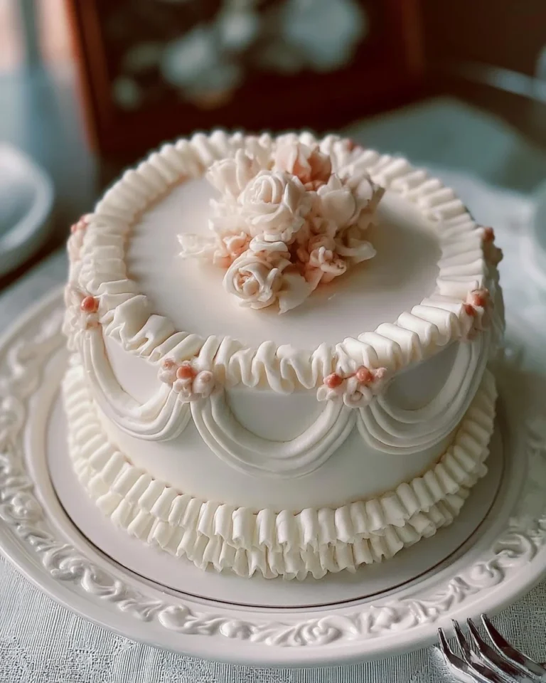 Vintage Frill Cake with delicate decorations and classic vintage design.