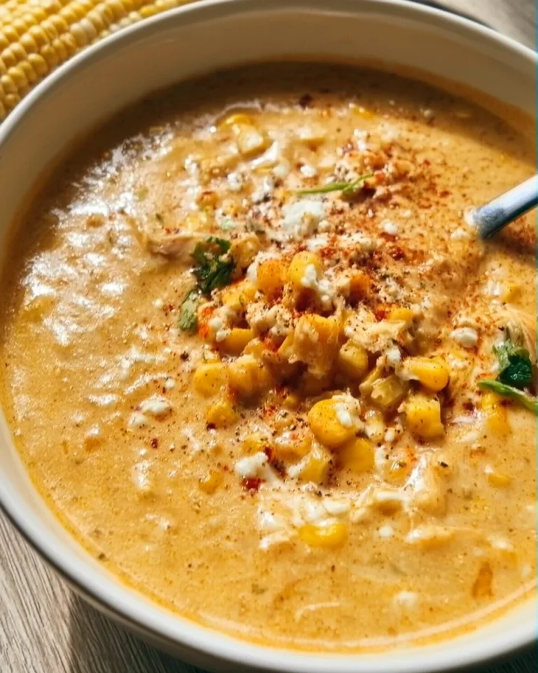 Bowl of Mexican street corn soup topped with cilantro and cheese.