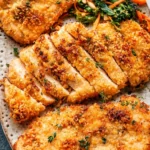 Delicious baked ranch chicken with herbs and spices, ready to serve.