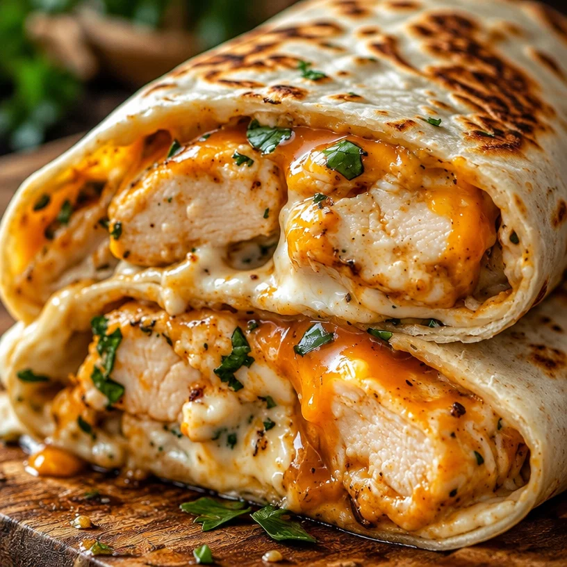 Easy Cheesy Garlic Chicken Wraps