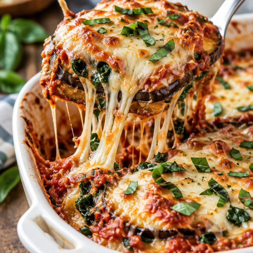 Ultimate Eggplant Parmesan Recipe with Cheese and Spinach